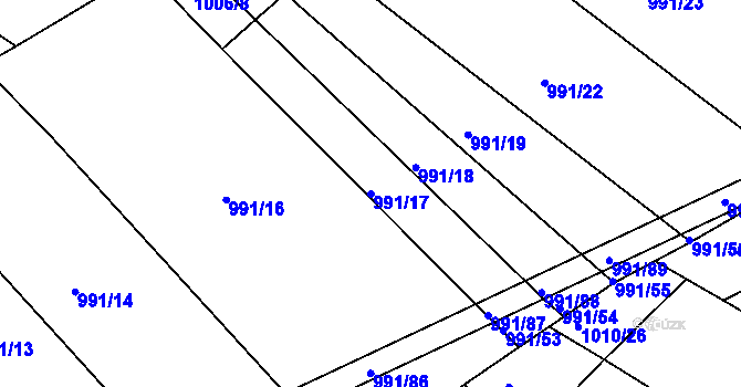 Parcela st. 991/17 v KÚ Hrádek u Sušice, Katastrální mapa