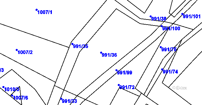 Parcela st. 991/36 v KÚ Hrádek u Sušice, Katastrální mapa