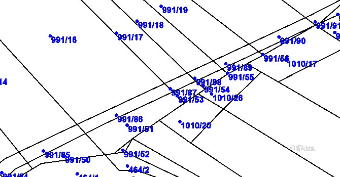 Parcela st. 991/87 v KÚ Hrádek u Sušice, Katastrální mapa