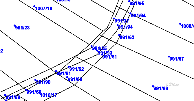 Parcela st. 991/93 v KÚ Hrádek u Sušice, Katastrální mapa