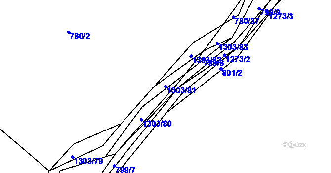 Parcela st. 1303/81 v KÚ Hrádek u Sušice, Katastrální mapa