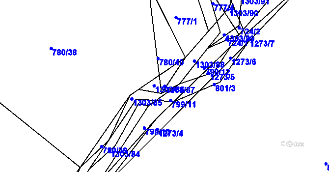 Parcela st. 1303/87 v KÚ Hrádek u Sušice, Katastrální mapa