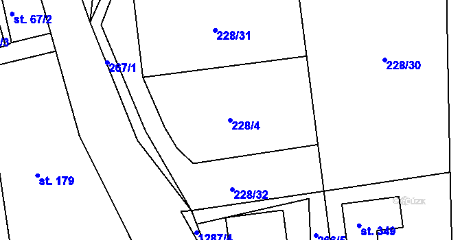 Parcela st. 228/4 v KÚ Hrádek u Sušice, Katastrální mapa