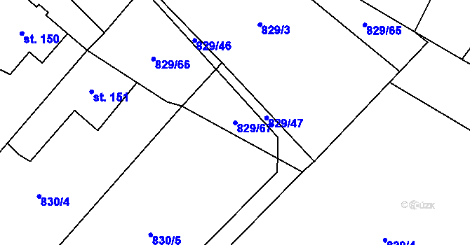 Parcela st. 829/67 v KÚ Hrádek u Sušice, Katastrální mapa