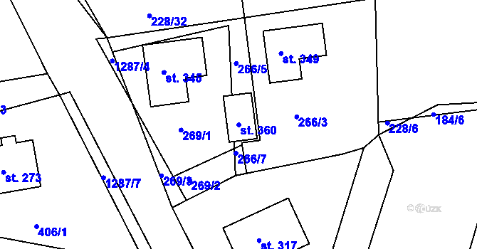 Parcela st. 360 v KÚ Hrádek u Sušice, Katastrální mapa