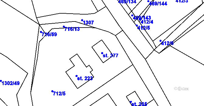 Parcela st. 377 v KÚ Hrádek u Sušice, Katastrální mapa