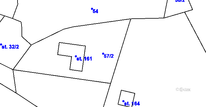 Parcela st. 57/2 v KÚ Tedražice, Katastrální mapa