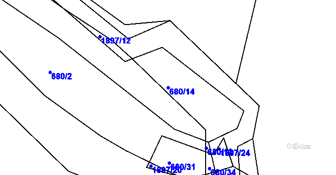 Parcela st. 680/14 v KÚ Tedražice, Katastrální mapa