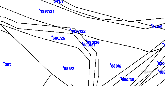 Parcela st. 680/27 v KÚ Tedražice, Katastrální mapa