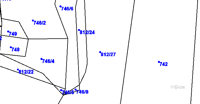 Parcela st. 812/27 v KÚ Tedražice, Katastrální mapa