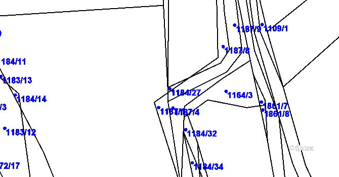 Parcela st. 1184/27 v KÚ Tedražice, Katastrální mapa