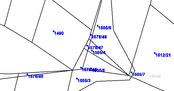 Parcela st. 1578/47 v KÚ Tedražice, Katastrální mapa