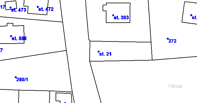Parcela st. 21 v KÚ Hrádek u Rokycan, Katastrální mapa