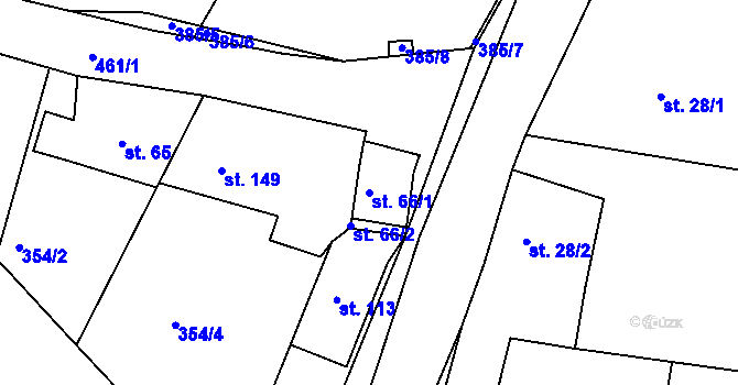 Parcela st. 66/1 v KÚ Hrádek u Rokycan, Katastrální mapa