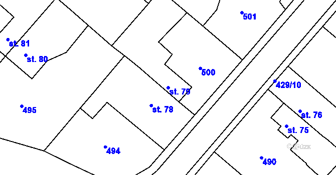 Parcela st. 79 v KÚ Hrádek u Rokycan, Katastrální mapa