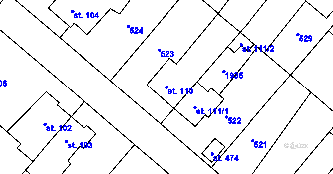 Parcela st. 110 v KÚ Hrádek u Rokycan, Katastrální mapa