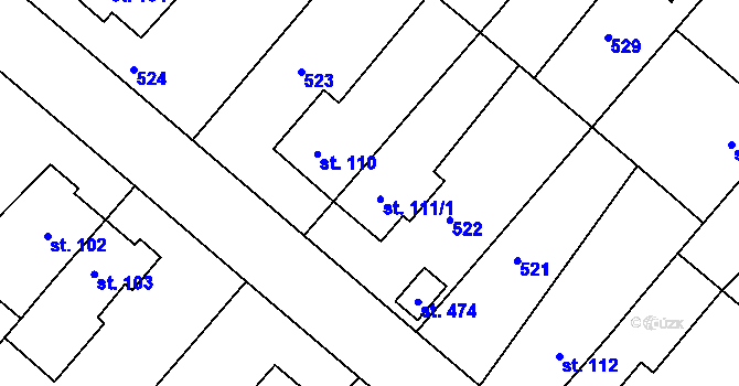 Parcela st. 111 v KÚ Hrádek u Rokycan, Katastrální mapa
