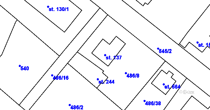 Parcela st. 137 v KÚ Hrádek u Rokycan, Katastrální mapa
