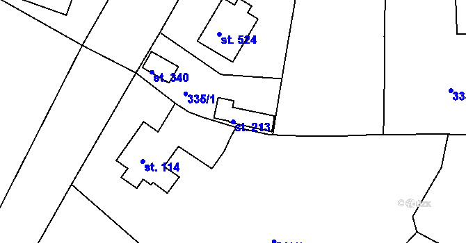 Parcela st. 213 v KÚ Hrádek u Rokycan, Katastrální mapa