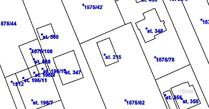 Parcela st. 215 v KÚ Hrádek u Rokycan, Katastrální mapa