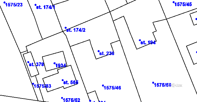 Parcela st. 236 v KÚ Hrádek u Rokycan, Katastrální mapa