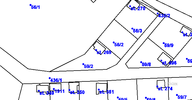 Parcela st. 269 v KÚ Hrádek u Rokycan, Katastrální mapa