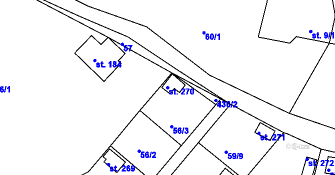 Parcela st. 270 v KÚ Hrádek u Rokycan, Katastrální mapa