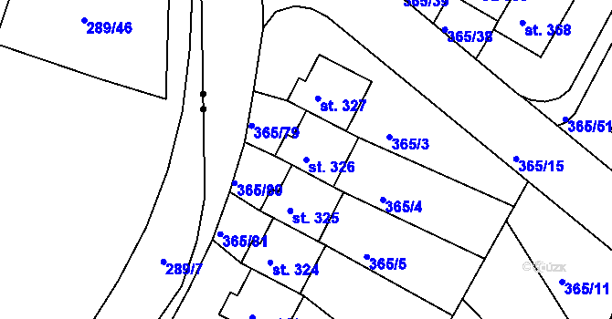 Parcela st. 326 v KÚ Hrádek u Rokycan, Katastrální mapa