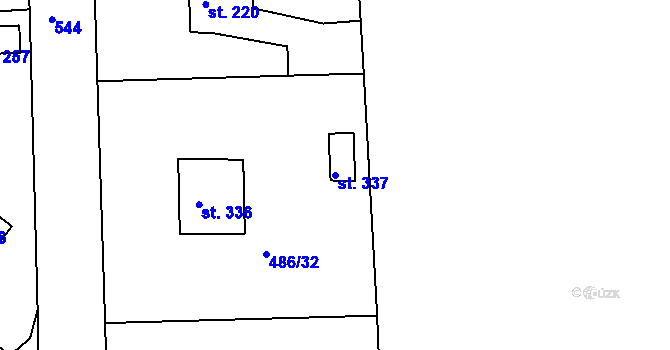 Parcela st. 337 v KÚ Hrádek u Rokycan, Katastrální mapa