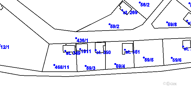 Parcela st. 350 v KÚ Hrádek u Rokycan, Katastrální mapa