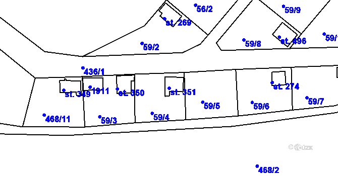 Parcela st. 351 v KÚ Hrádek u Rokycan, Katastrální mapa