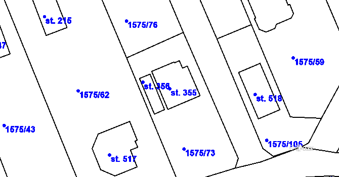Parcela st. 355 v KÚ Hrádek u Rokycan, Katastrální mapa