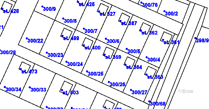Parcela st. 359 v KÚ Hrádek u Rokycan, Katastrální mapa