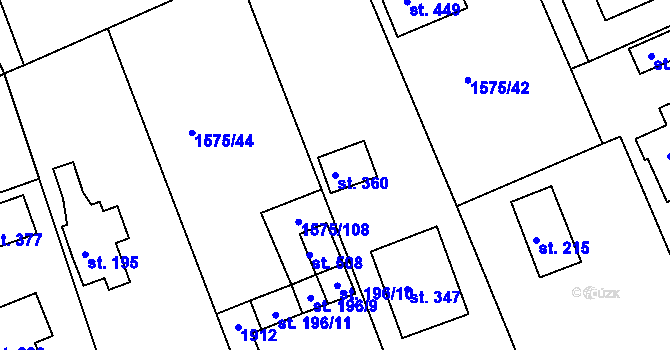 Parcela st. 360 v KÚ Hrádek u Rokycan, Katastrální mapa