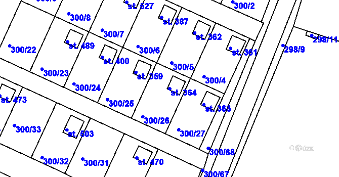 Parcela st. 364 v KÚ Hrádek u Rokycan, Katastrální mapa