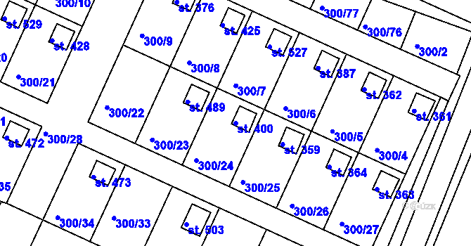 Parcela st. 400 v KÚ Hrádek u Rokycan, Katastrální mapa