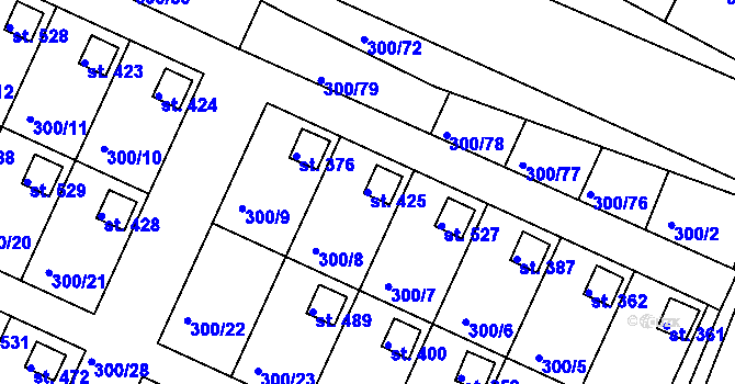 Parcela st. 425 v KÚ Hrádek u Rokycan, Katastrální mapa