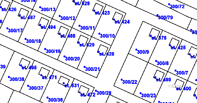 Parcela st. 428 v KÚ Hrádek u Rokycan, Katastrální mapa