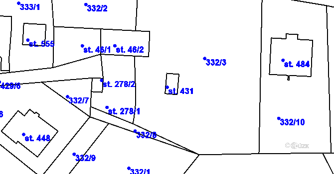 Parcela st. 431 v KÚ Hrádek u Rokycan, Katastrální mapa