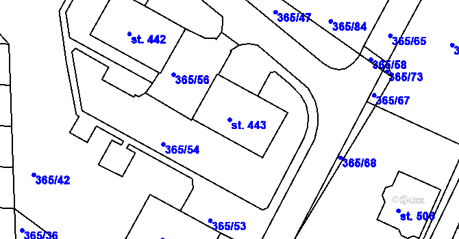 Parcela st. 443 v KÚ Hrádek u Rokycan, Katastrální mapa