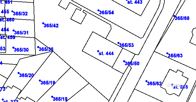 Parcela st. 444 v KÚ Hrádek u Rokycan, Katastrální mapa
