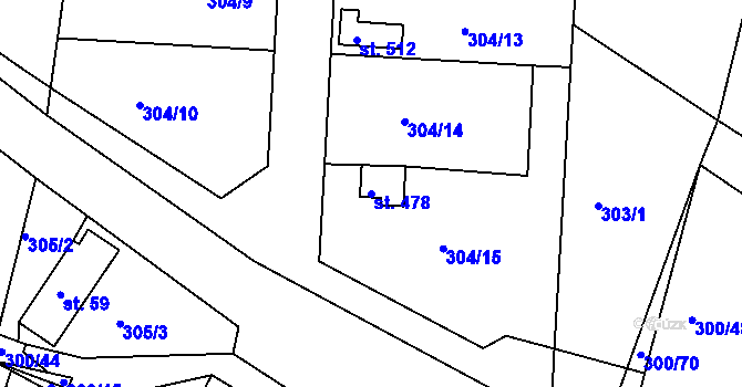 Parcela st. 478 v KÚ Hrádek u Rokycan, Katastrální mapa