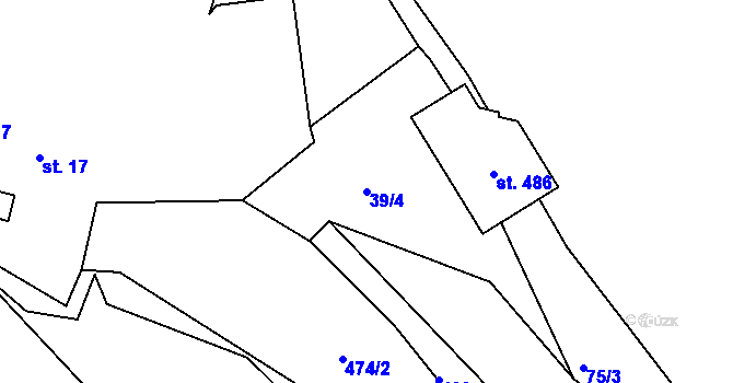 Parcela st. 39/4 v KÚ Hrádek u Rokycan, Katastrální mapa