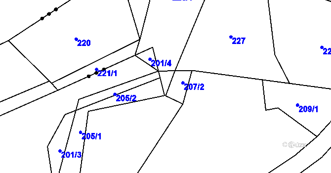 Parcela st. 207/1 v KÚ Hrádek u Rokycan, Katastrální mapa
