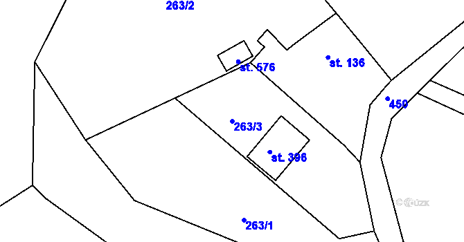 Parcela st. 263/3 v KÚ Hrádek u Rokycan, Katastrální mapa
