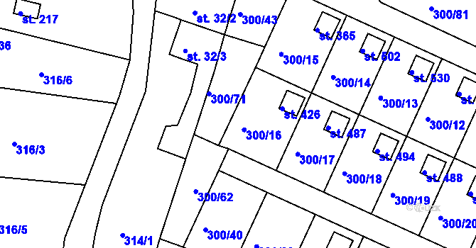 Parcela st. 300/41 v KÚ Hrádek u Rokycan, Katastrální mapa