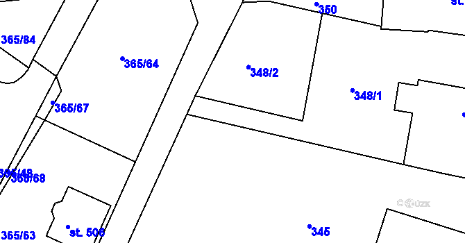 Parcela st. 348/3 v KÚ Hrádek u Rokycan, Katastrální mapa