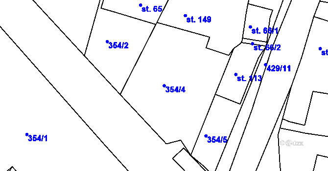 Parcela st. 354/4 v KÚ Hrádek u Rokycan, Katastrální mapa