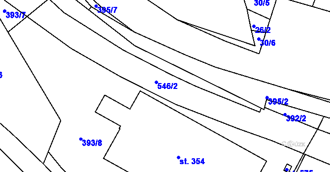 Parcela st. 546 v KÚ Hrádek u Rokycan, Katastrální mapa