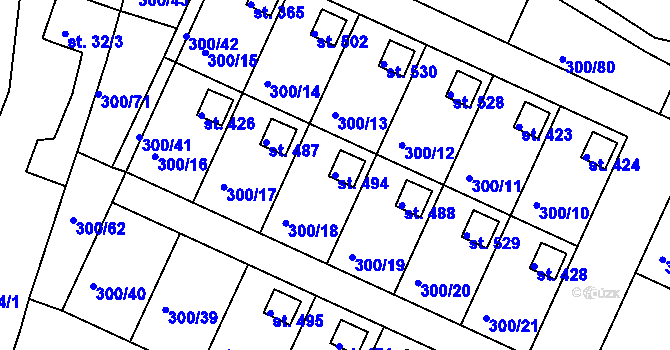 Parcela st. 494 v KÚ Hrádek u Rokycan, Katastrální mapa